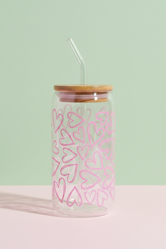 Hearts Glass Can