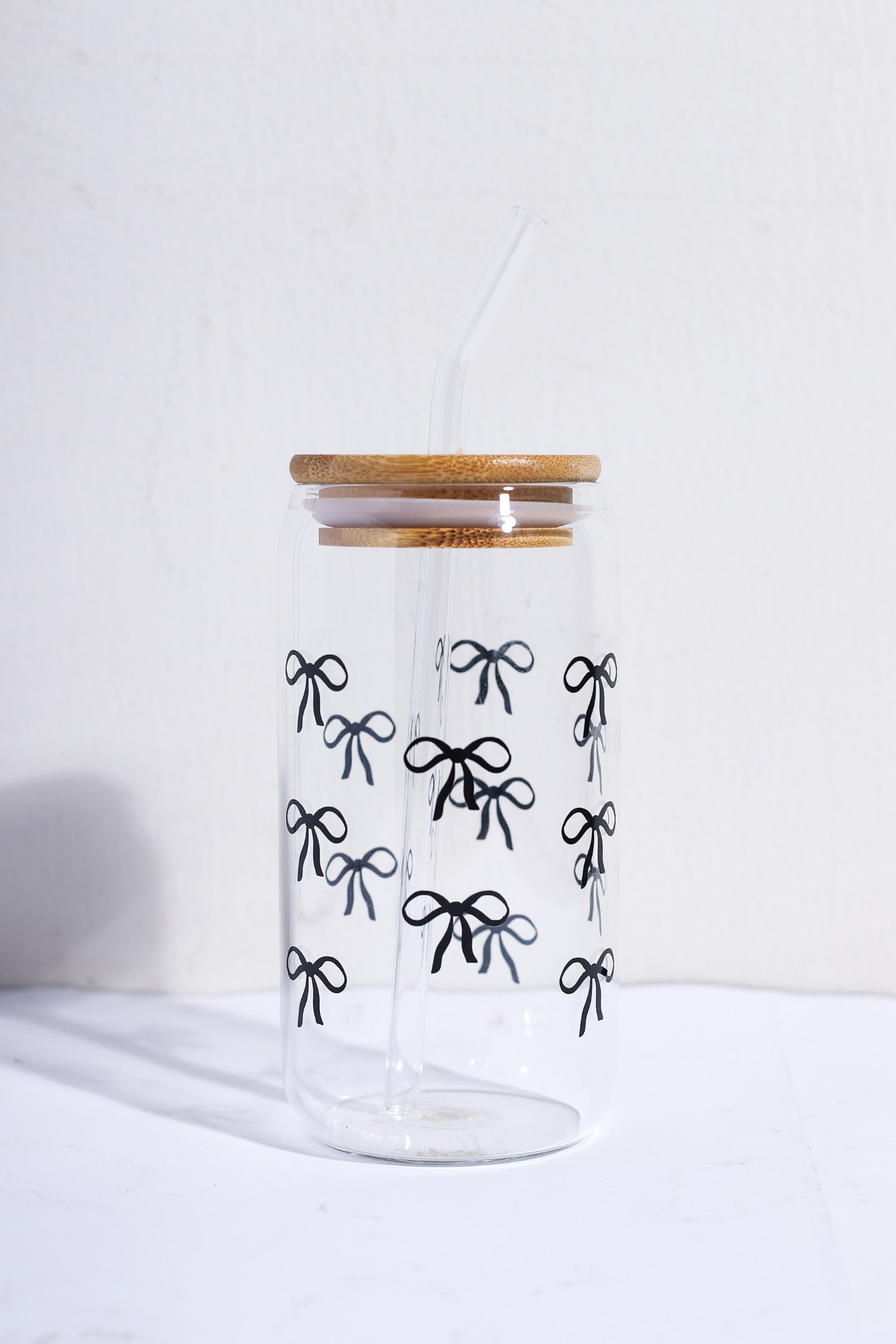 Black Bows Glass Can