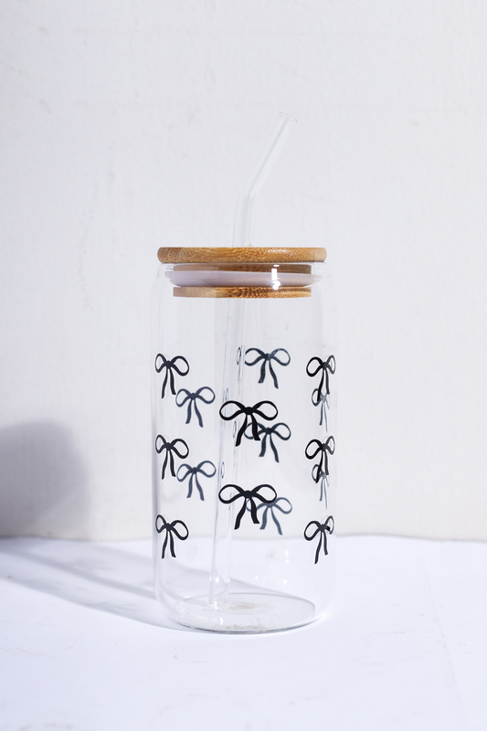Black Bows Glass Can