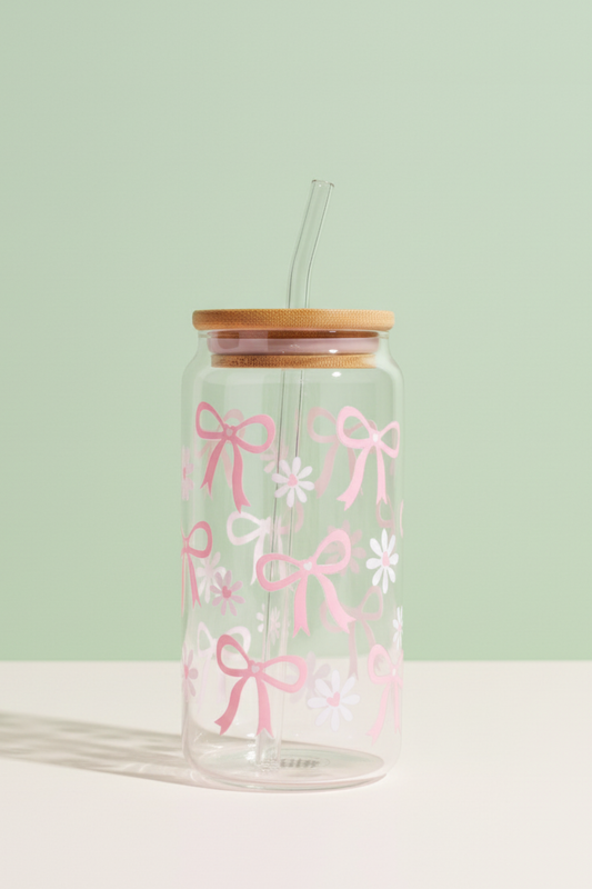 Bows & Flowers Glass can
